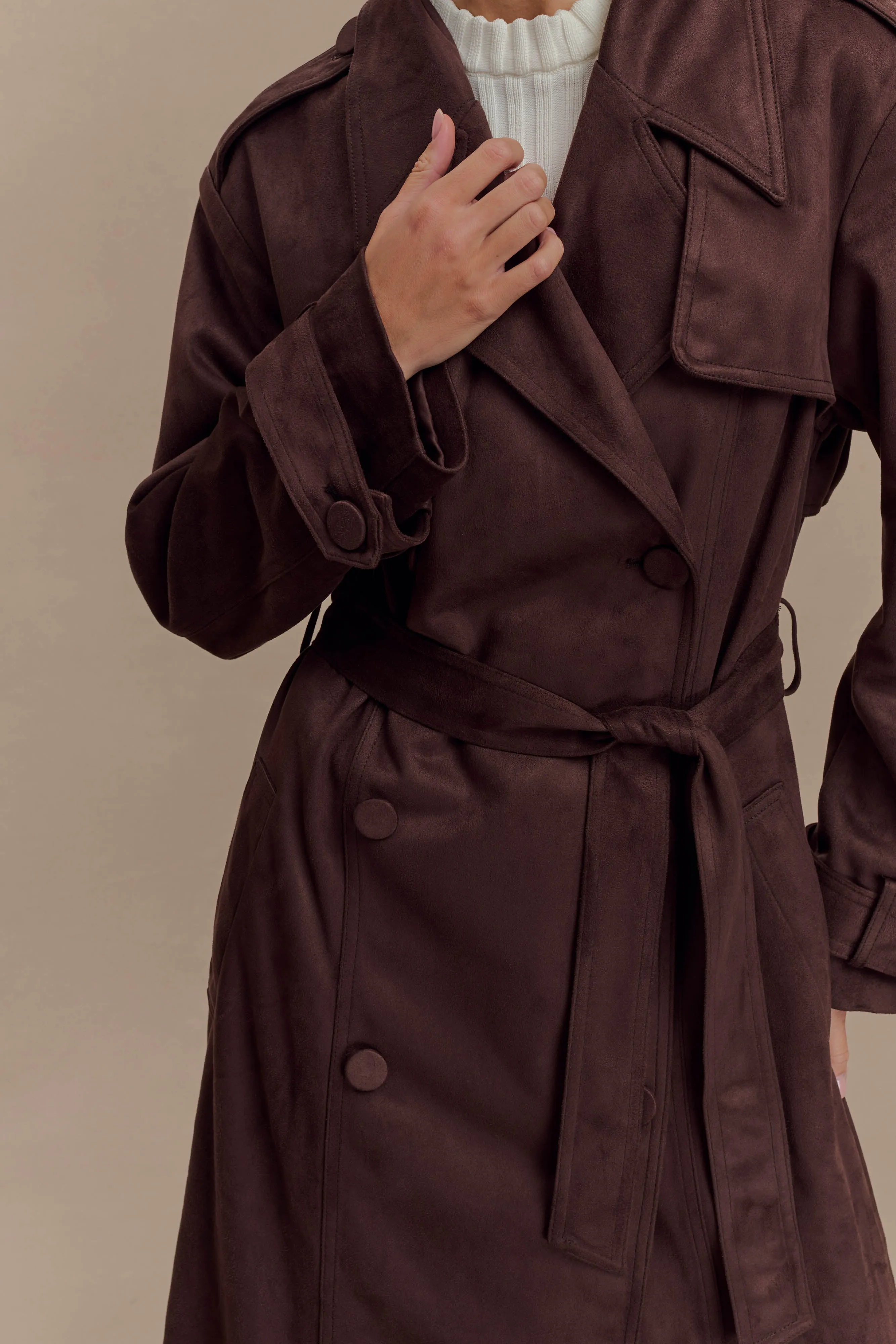 Marc Faux Suede Coat - Cocoa Chocolate