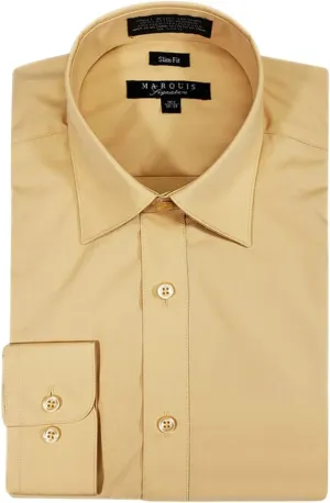 Marquis Men's 009SL Long Sleeve Slim Fit Dress Shirt, Champagne Gold, 18.5 4-5