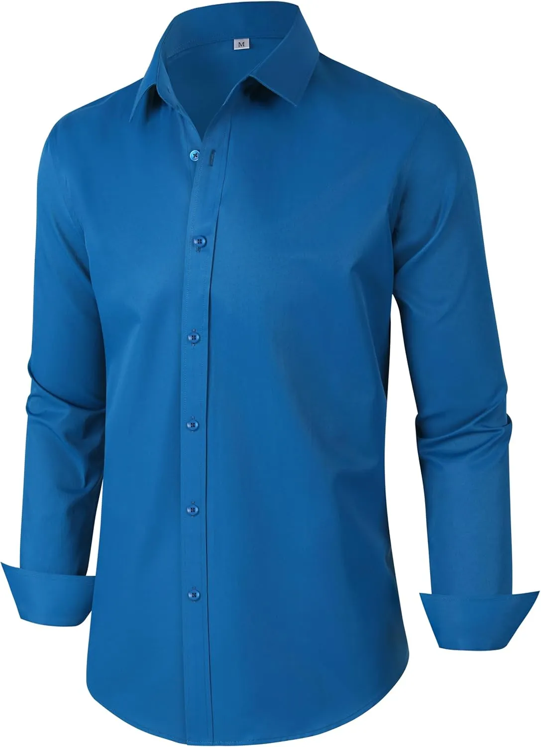Men's Dress Shirts Regular Fit Solid Long Sleeve Wrinkle-Free Formal Shirt Business Casual Button Down Shirts