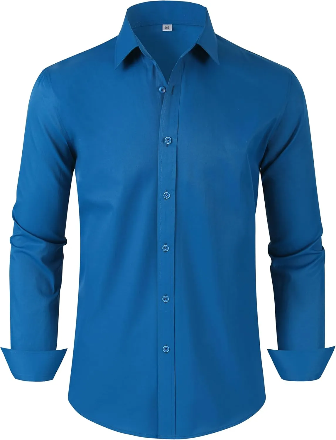 Men's Dress Shirts Regular Fit Solid Long Sleeve Wrinkle-Free Formal Shirt Business Casual Button Down Shirts