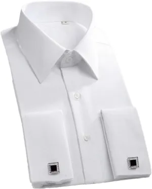 Men's French Cuff Dress Shirt Long Sleeve Formal Business Buttons Men Shirts Regular Fit Cufflinks Shirt