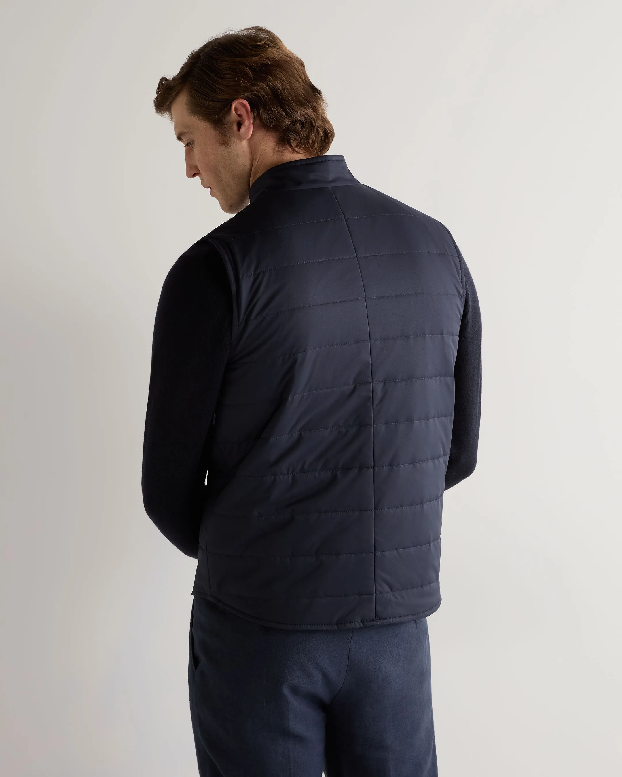 Men's Salzburg Cotton Silk Cashmere Gilet Navy Blue