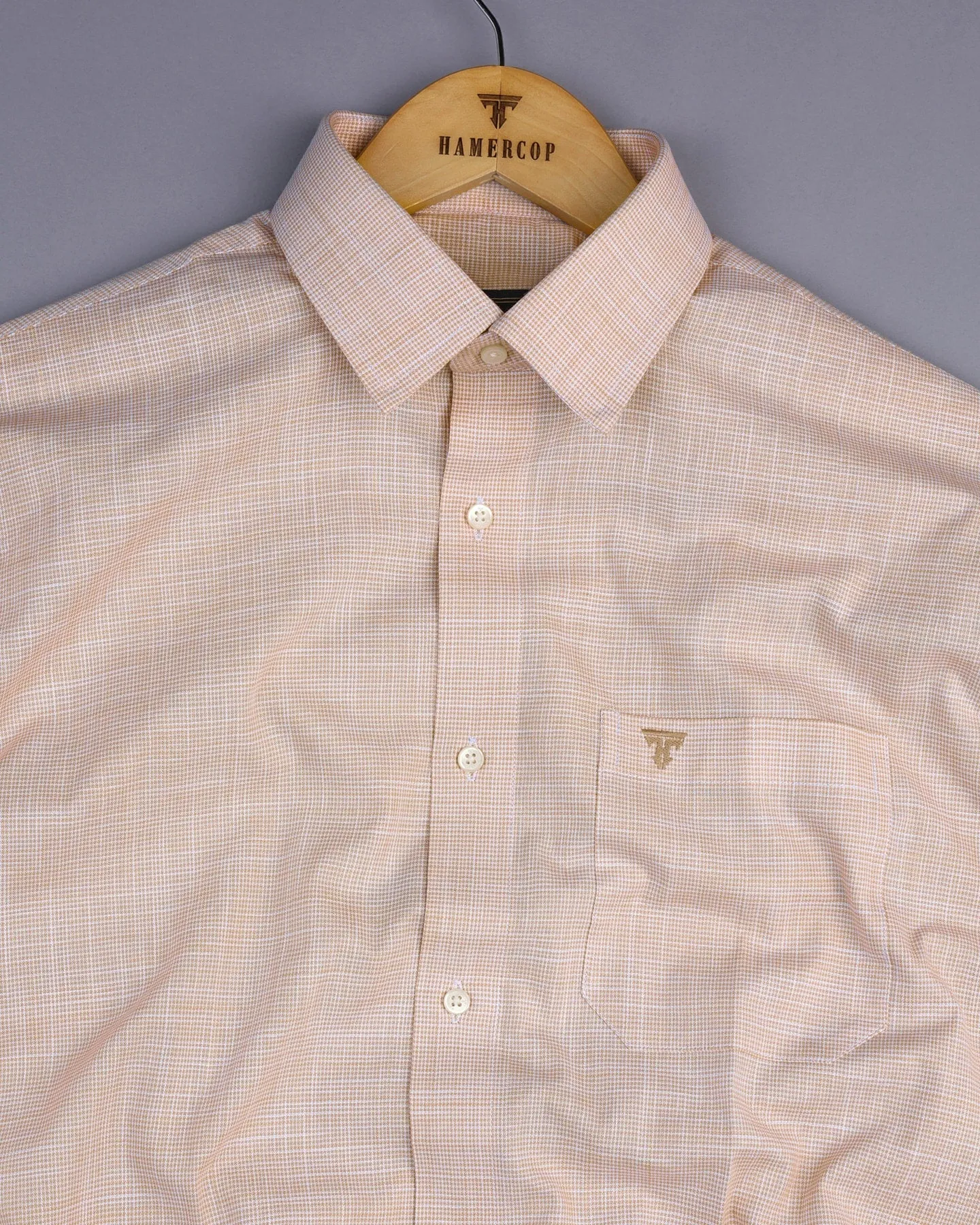 Opsin Cream Houndstooth Check Amsler Cotton Shirt