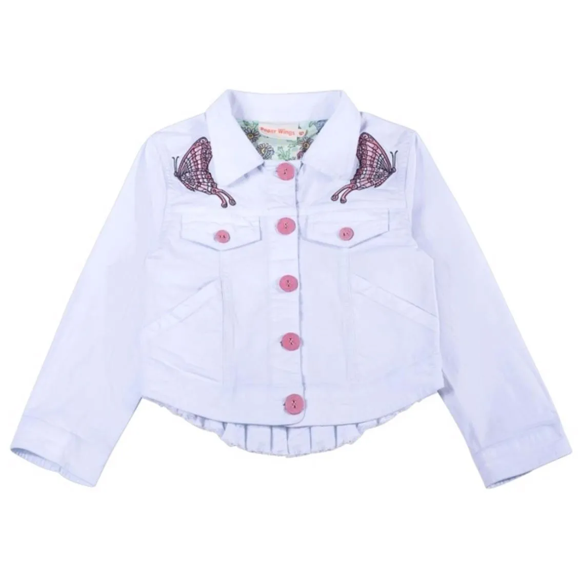 Paper Wings White Butterfly Bustle Girls Jacket