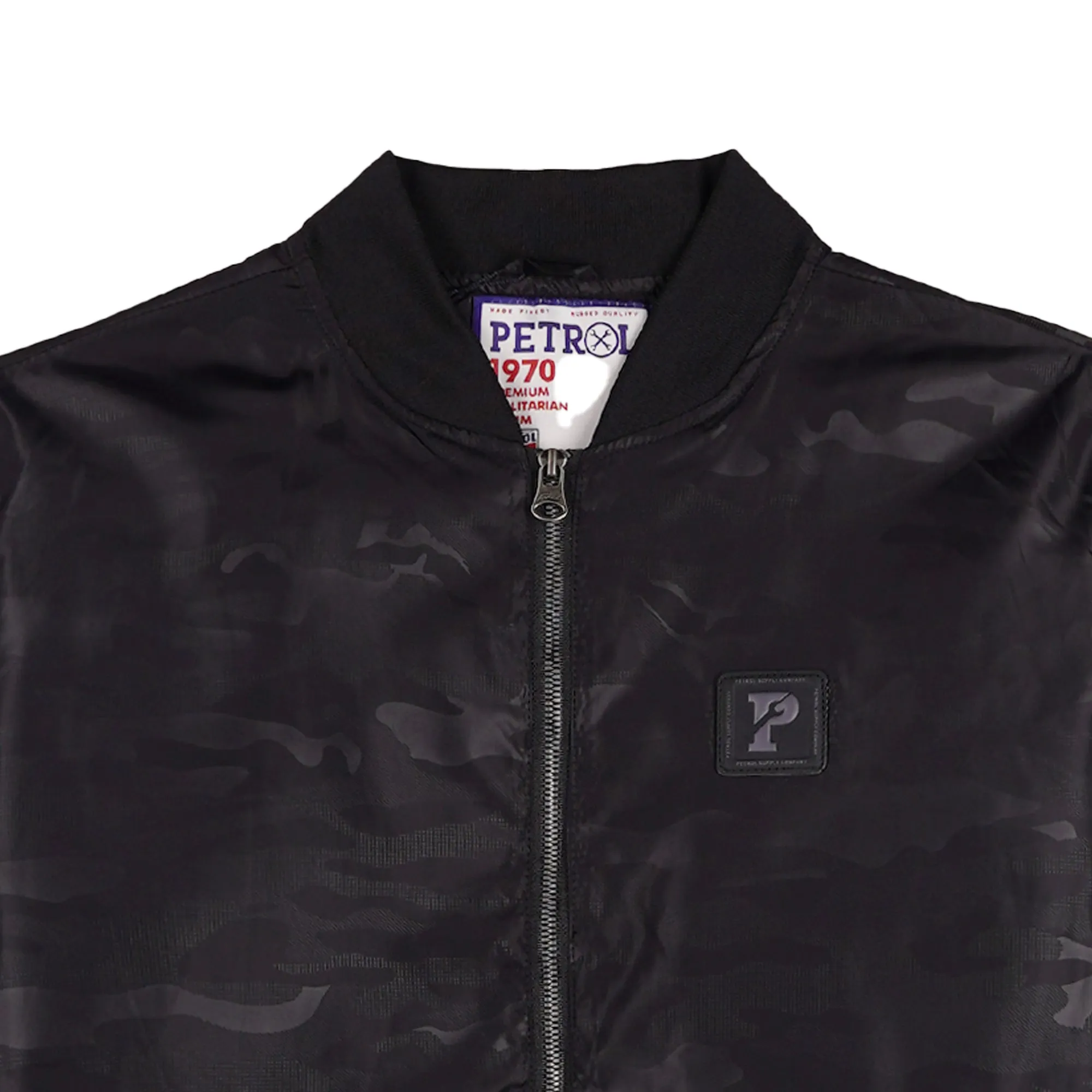 Petrol Basic Jacket for Men Regular Fitting Nylon Fabric 139541 (Black)