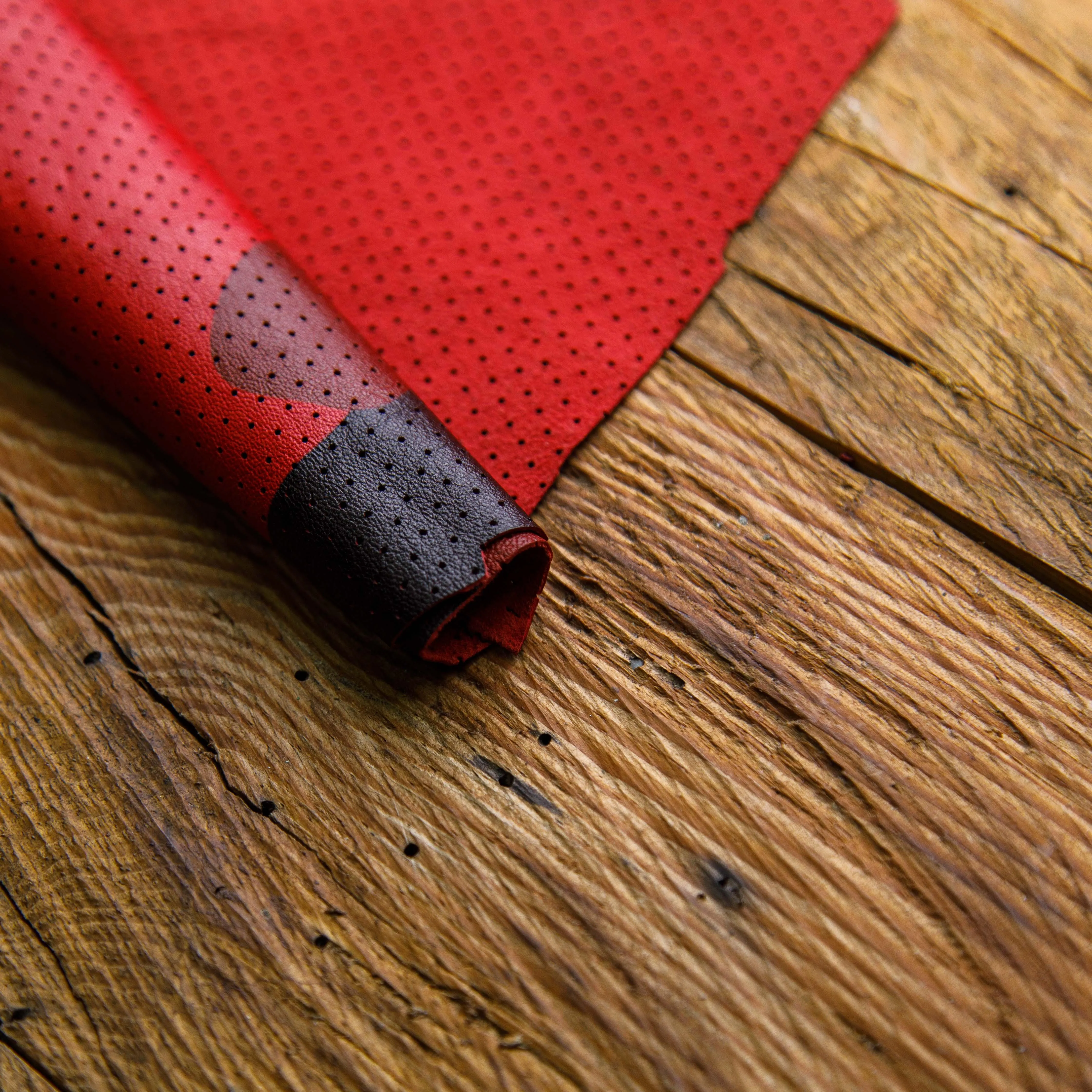 Premium Pinhole Red Camo Perforated Leather Hide
