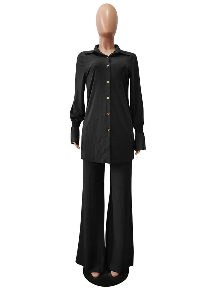 Professional 2Pcs Silky Mesh Shirt & Pants Suits