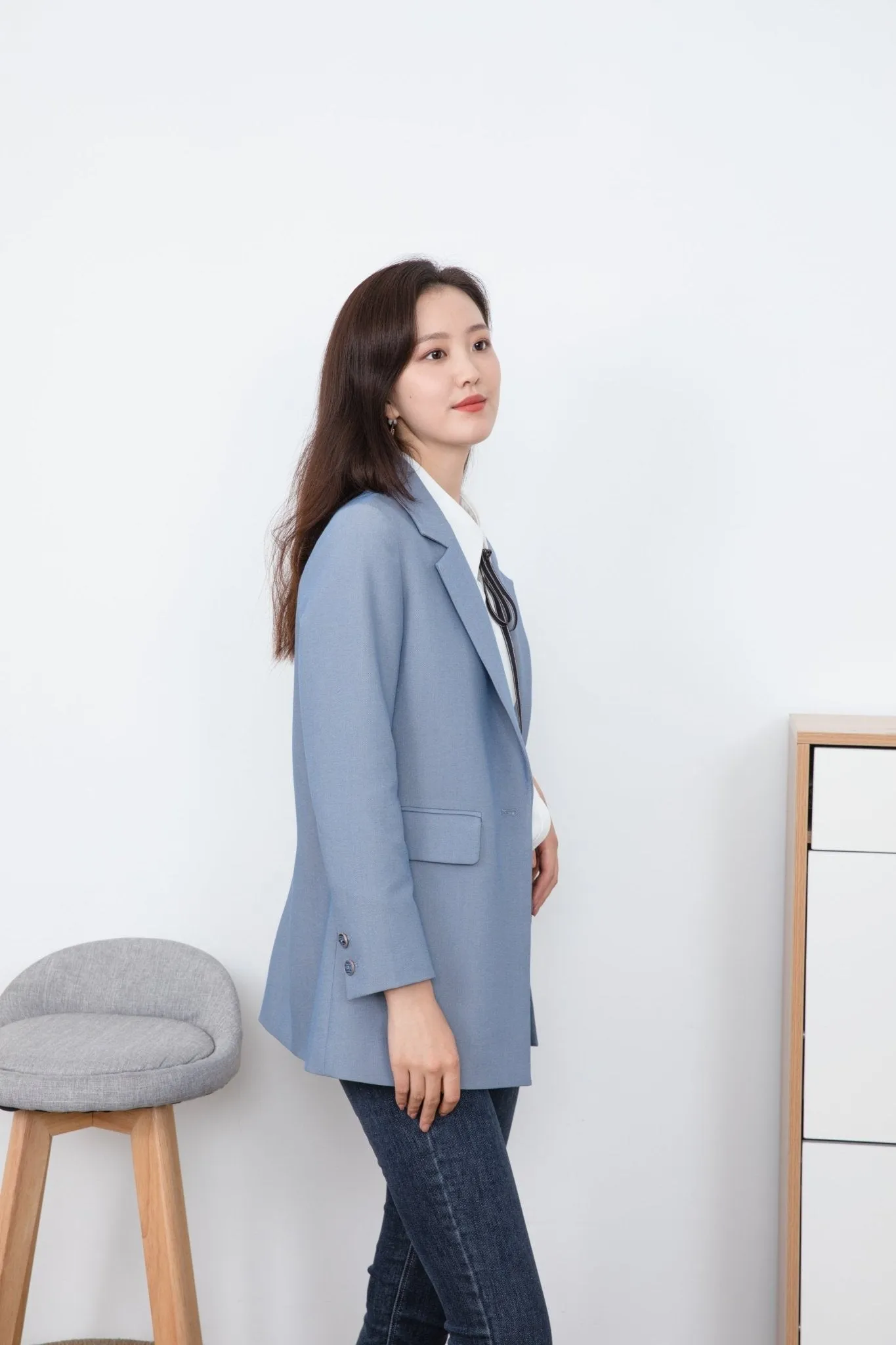 Shadow Blue Single-button Suit Blazer