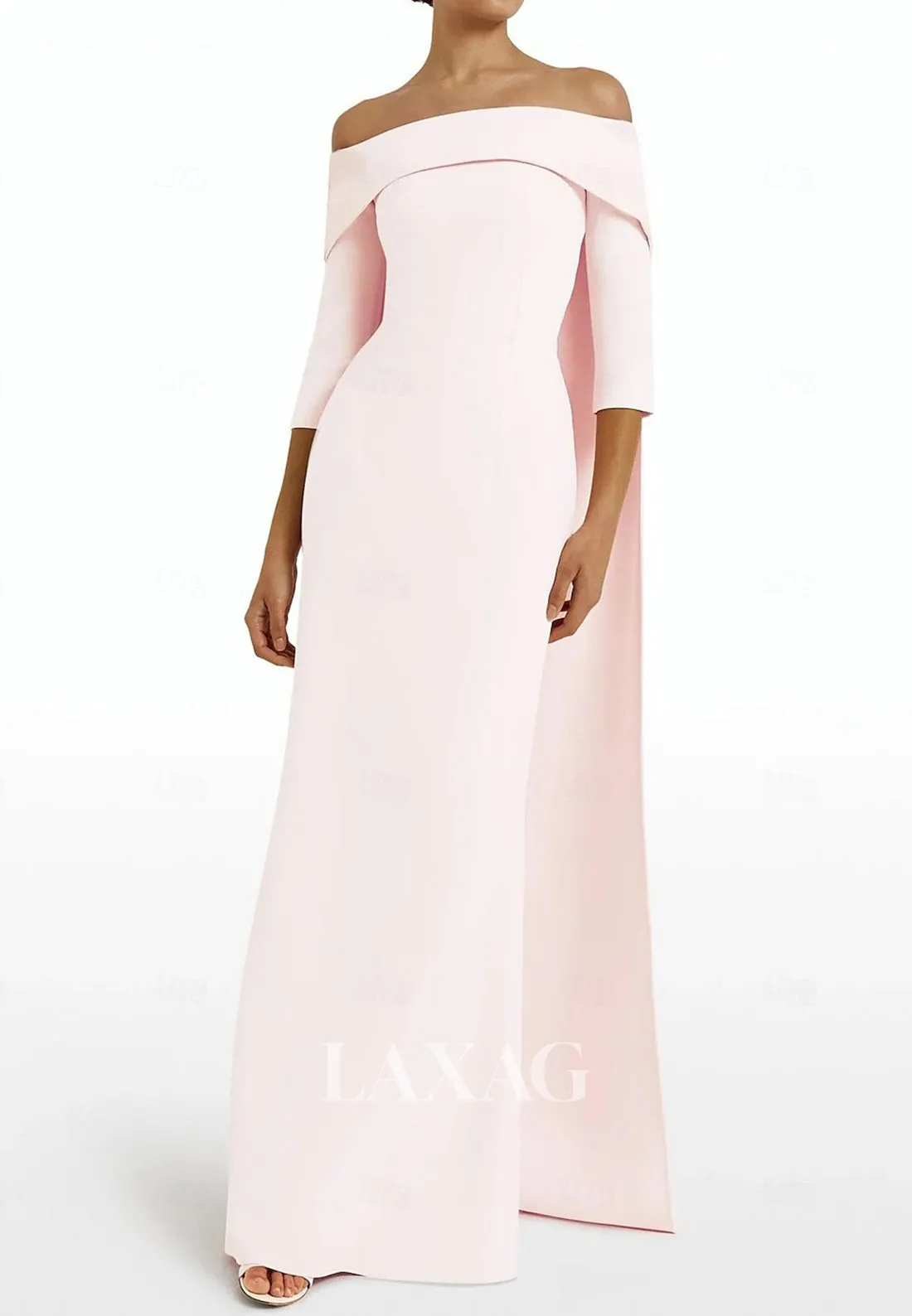 Simple Tube Top Off-Shoulder Formal Gowns Floor-Length Satin Mermaid Wedding Guest Dress with Sweep Train