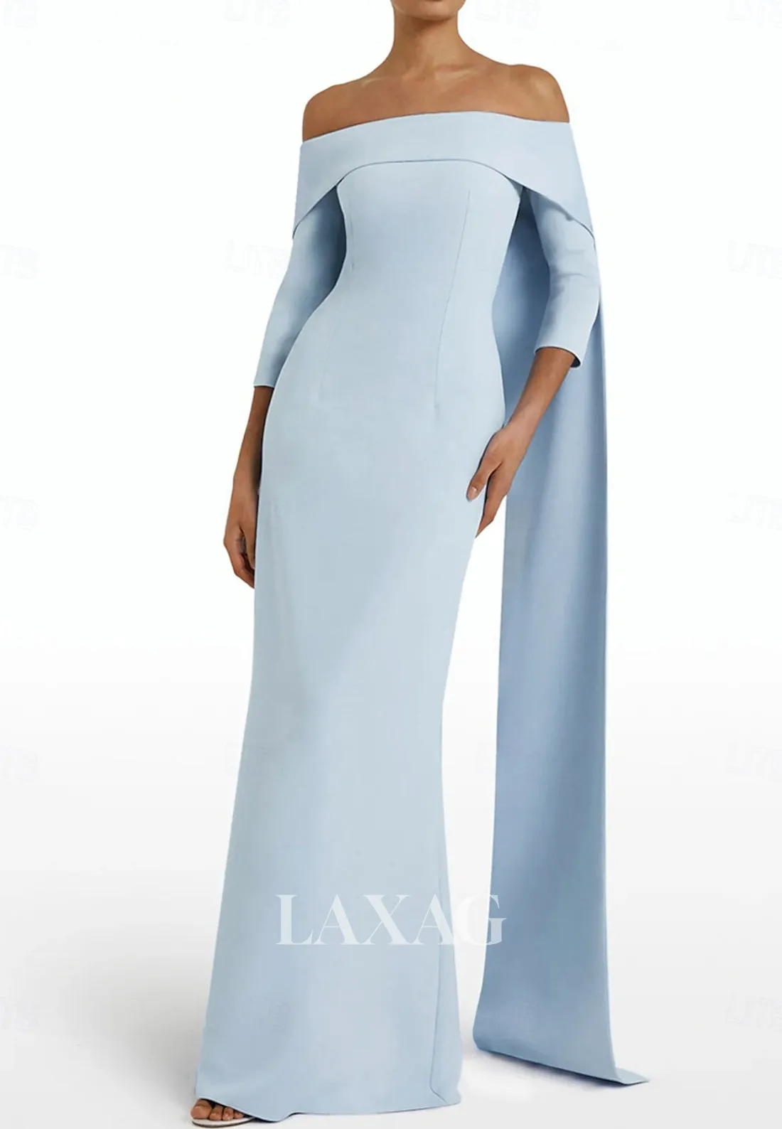 Simple Tube Top Off-Shoulder Formal Gowns Floor-Length Satin Mermaid Wedding Guest Dress with Sweep Train