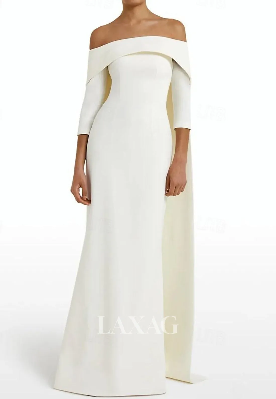 Simple Tube Top Off-Shoulder Formal Gowns Floor-Length Satin Mermaid Wedding Guest Dress with Sweep Train