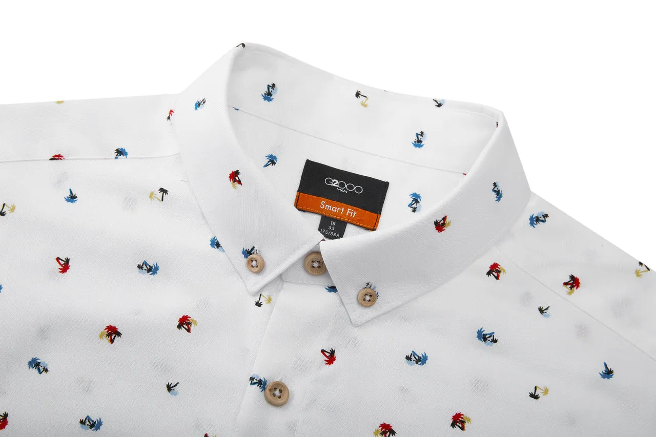 Small Palm Tree All Over Print Casual Shirt in Smart Fit