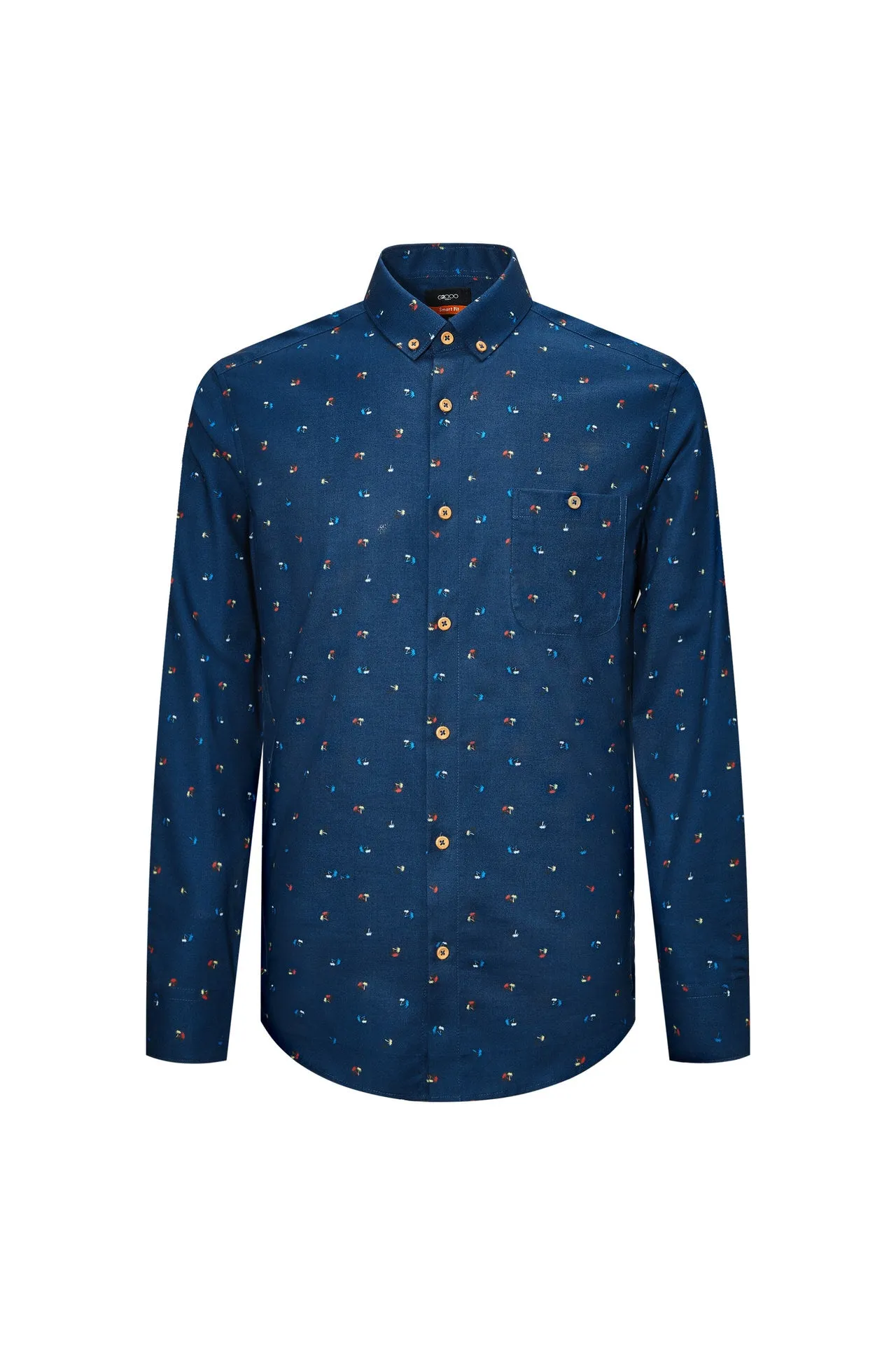 Small Palm Tree All Over Print Casual Shirt in Smart Fit