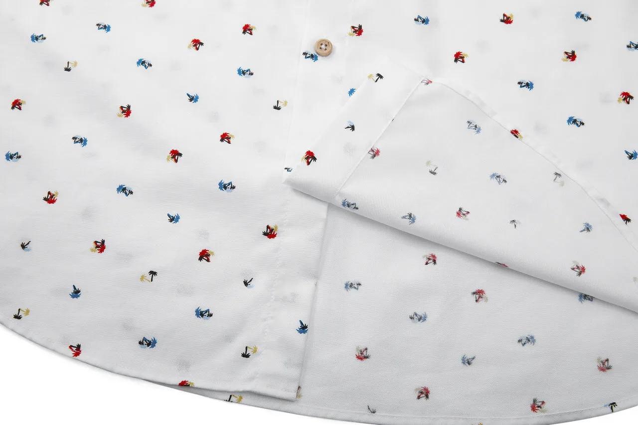 Small Palm Tree All Over Print Casual Shirt in Smart Fit
