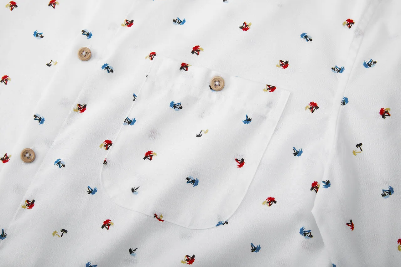 Small Palm Tree All Over Print Casual Shirt in Smart Fit