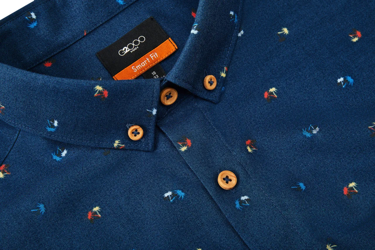 Small Palm Tree All Over Print Casual Shirt in Smart Fit