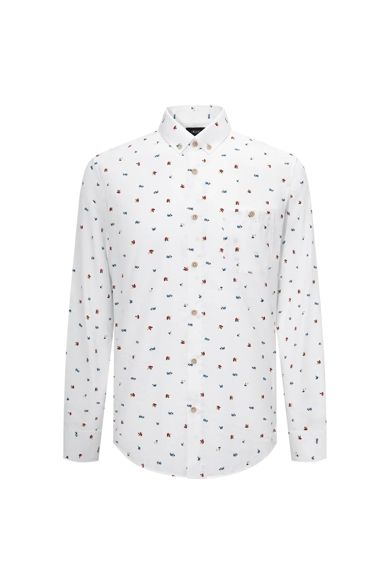 Small Palm Tree All Over Print Casual Shirt in Smart Fit