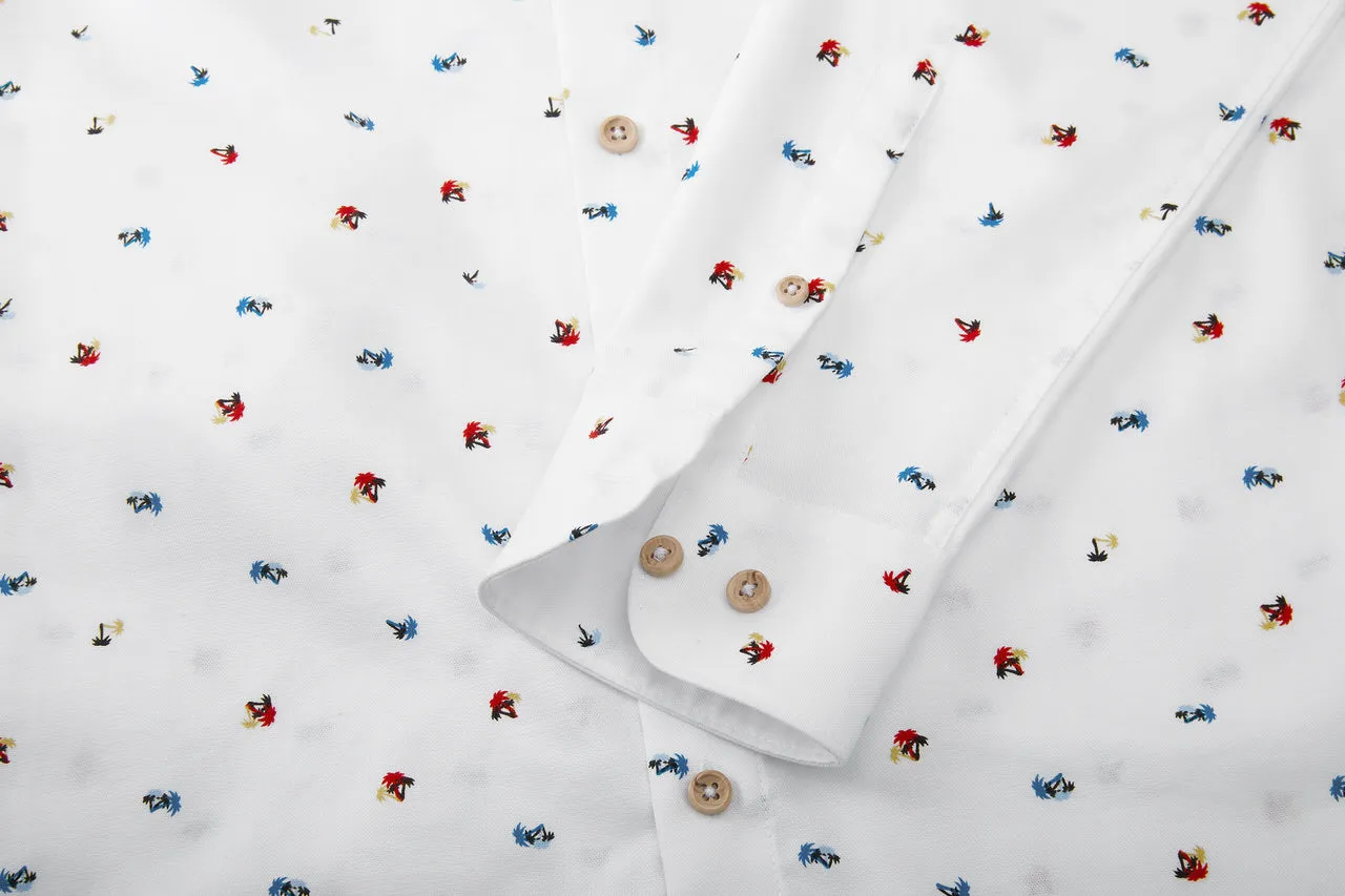 Small Palm Tree All Over Print Casual Shirt in Smart Fit
