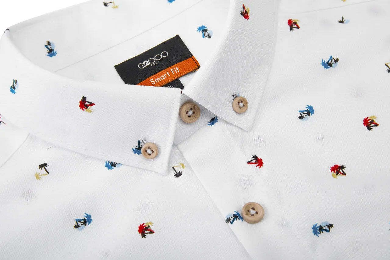 Small Palm Tree All Over Print Casual Shirt in Smart Fit