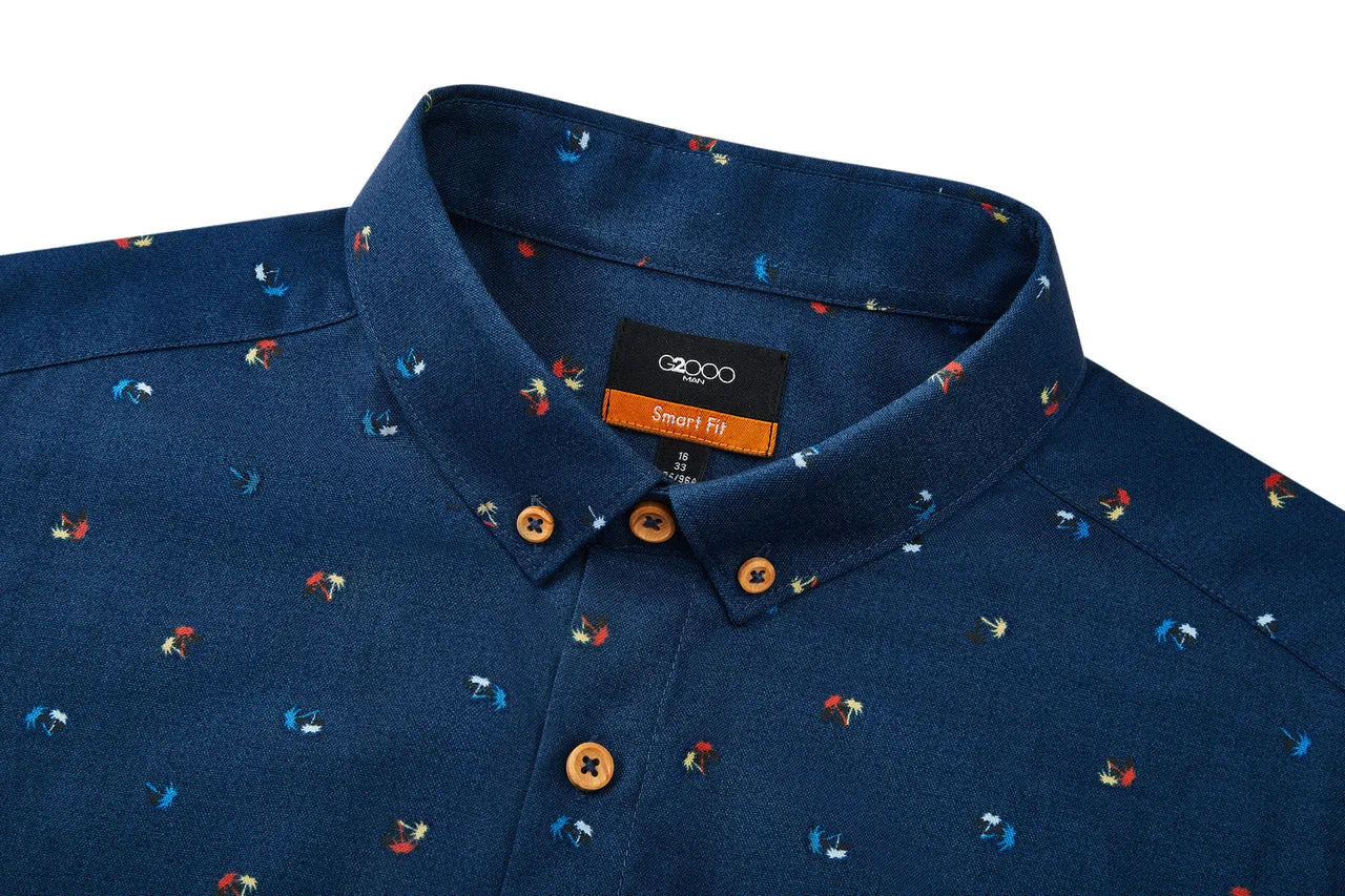 Small Palm Tree All Over Print Casual Shirt in Smart Fit