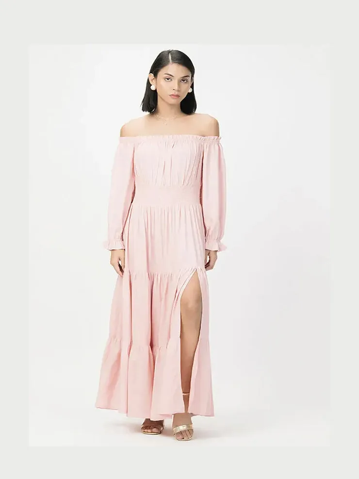 Smocked Maxi Summer Dress Pink