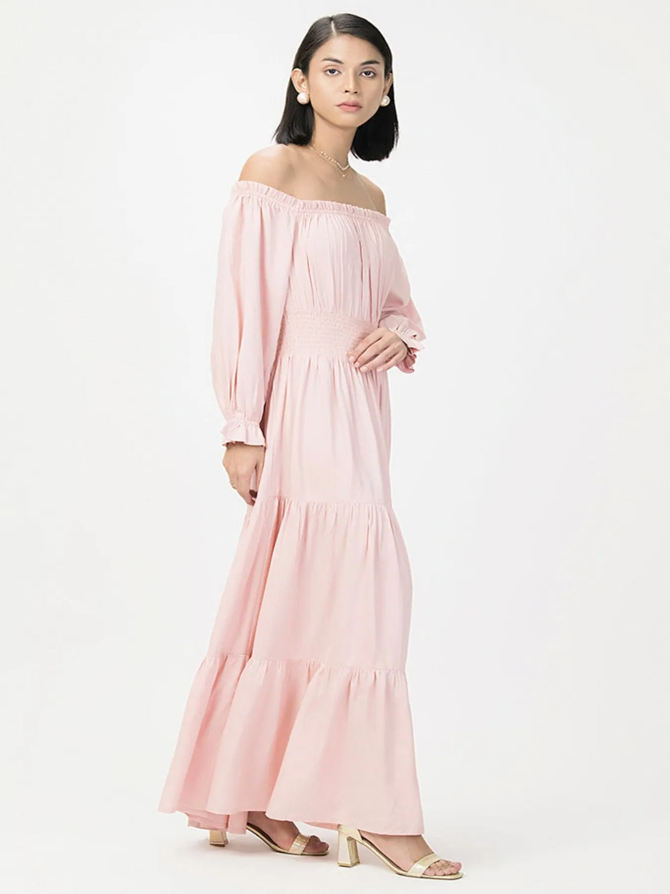 Smocked Maxi Summer Dress Pink