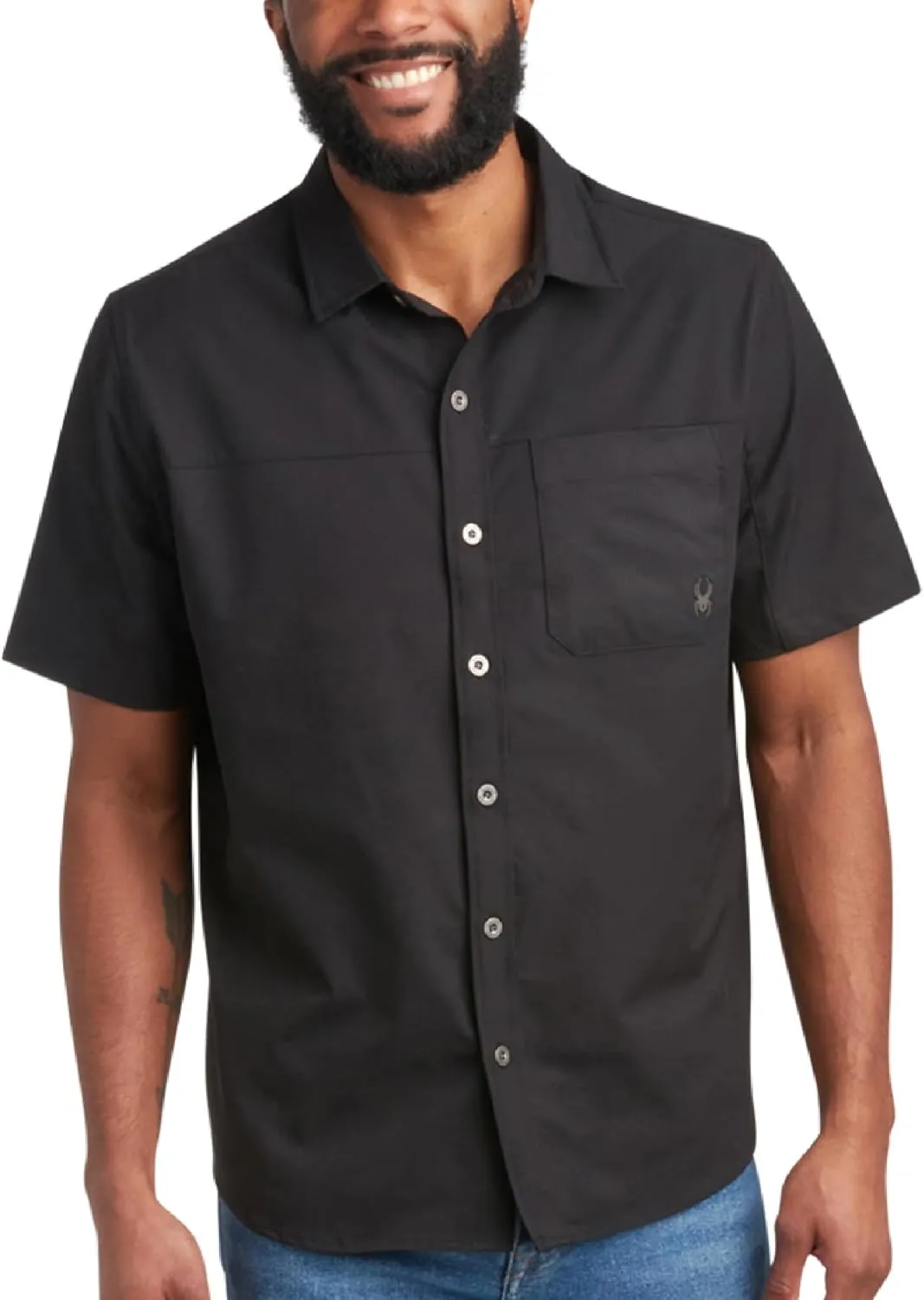 Spyder Mens Short Sleeve Button Down Shirts - Lightweight Stretch Ripstop Collared Wrinkle Free Dress Shirts for Men (S-XL)