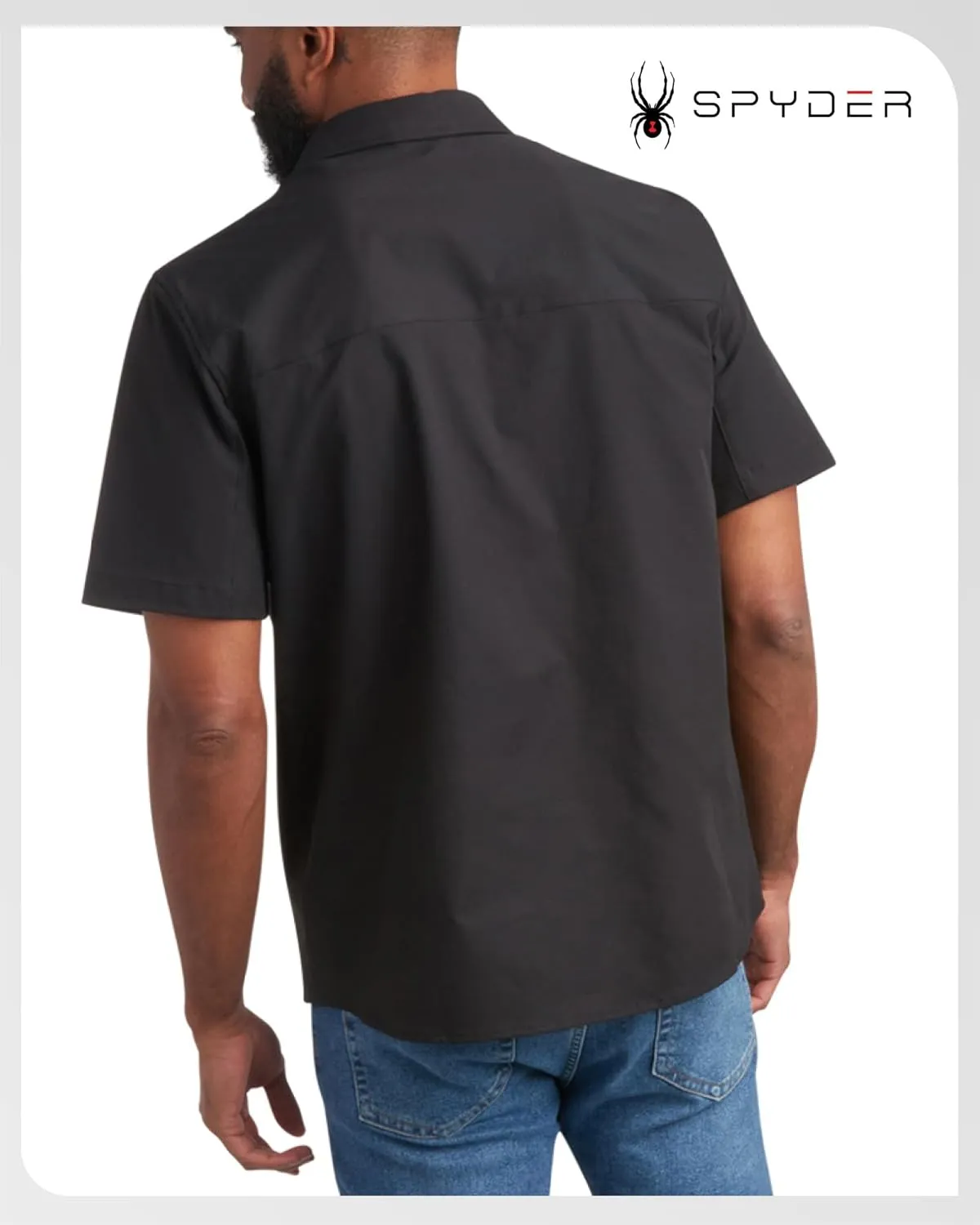 Spyder Mens Short Sleeve Button Down Shirts - Lightweight Stretch Ripstop Collared Wrinkle Free Dress Shirts for Men (S-XL)