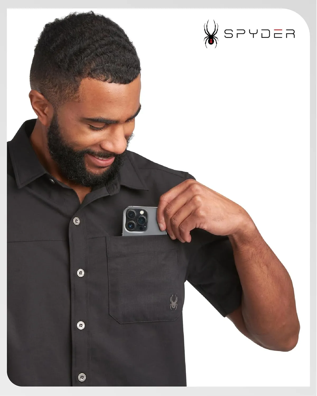 Spyder Mens Short Sleeve Button Down Shirts - Lightweight Stretch Ripstop Collared Wrinkle Free Dress Shirts for Men (S-XL)