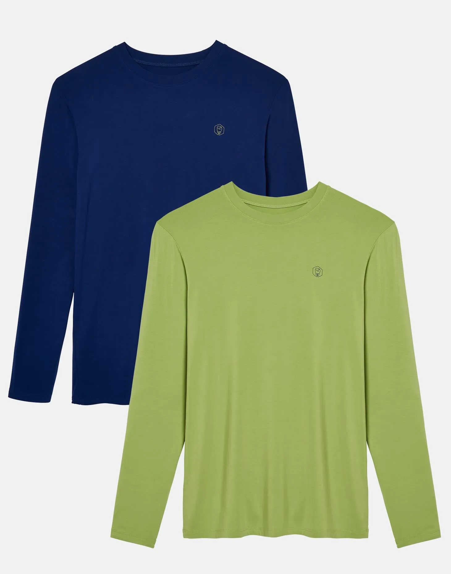 Two-pack Men's Bamboo Long Sleeve T-Shirts – Tarragon & Navy