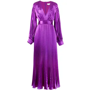 Vicky Purple Elegant Pleated Dress