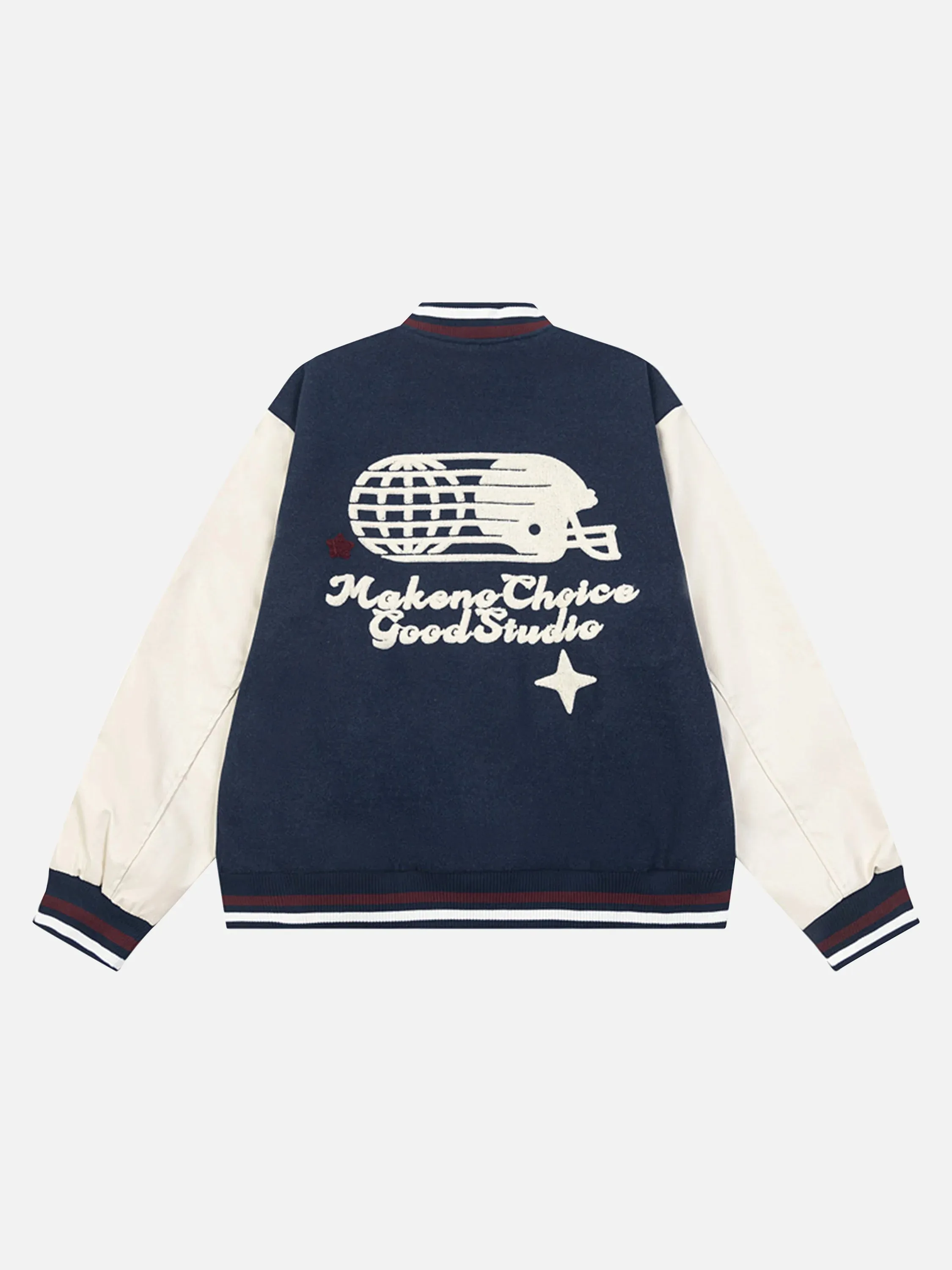 Vintage Embroidery PU Patchwork Baseball Jacket