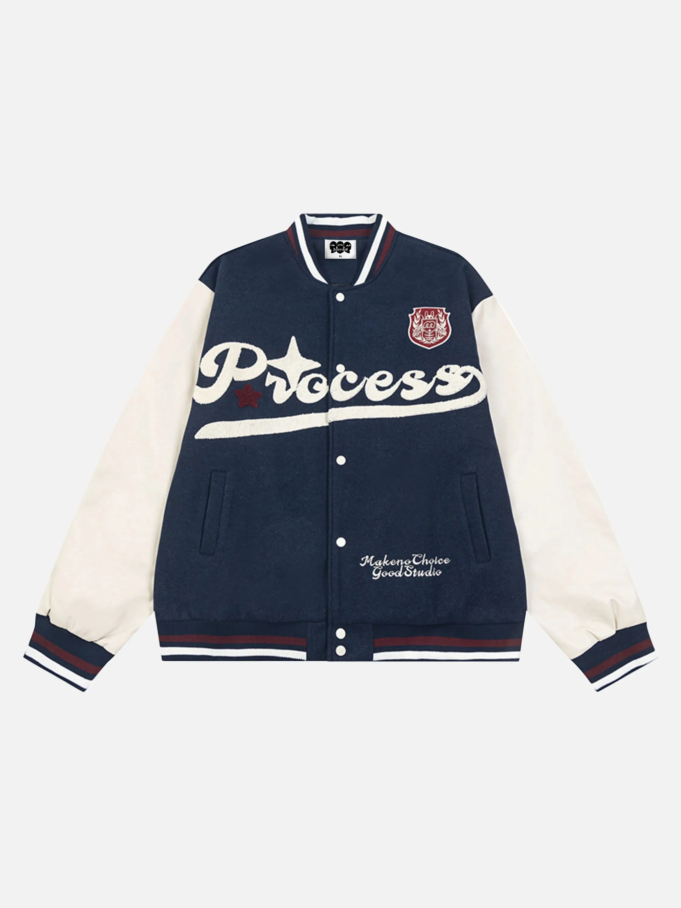 Vintage Embroidery PU Patchwork Baseball Jacket