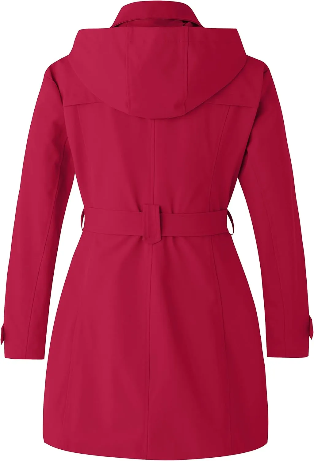 wantdo Women's Plus Size Trench Coat Double-Breasted Waterproof Lapel Overcoat Stylish Pea Coat with Detachable Hood