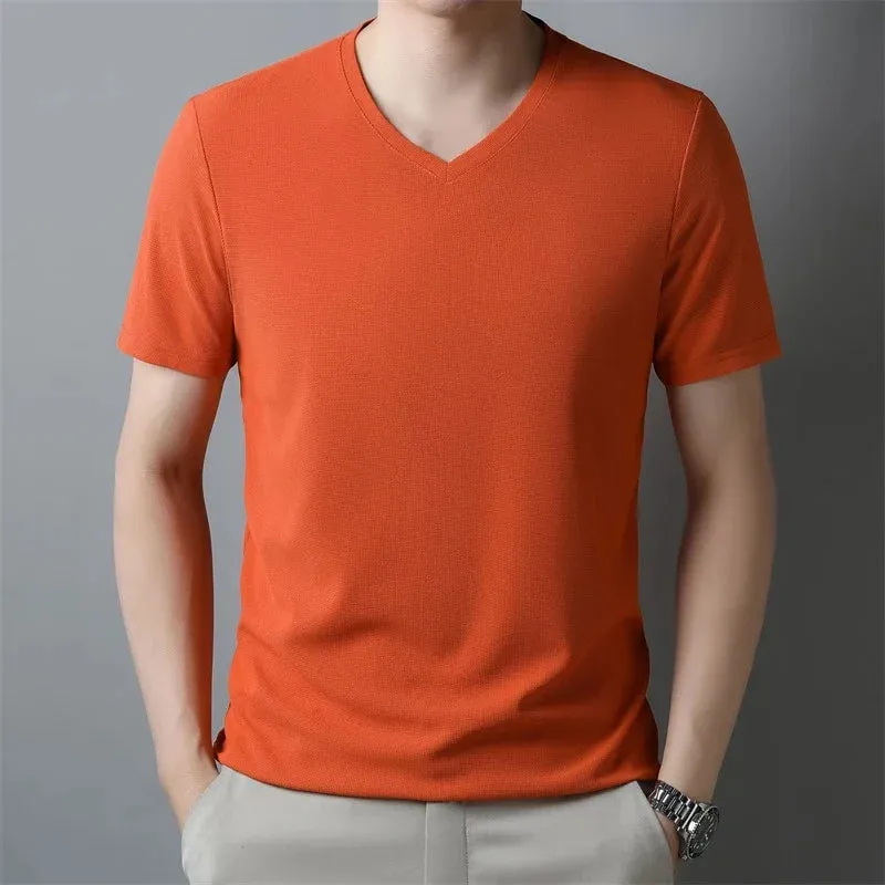 West Louis™ Men's Waffle V Neck Short Sleeved Summer Comfortable Tee