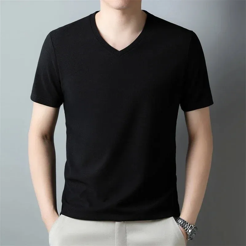 West Louis™ Men's Waffle V Neck Short Sleeved Summer Comfortable Tee