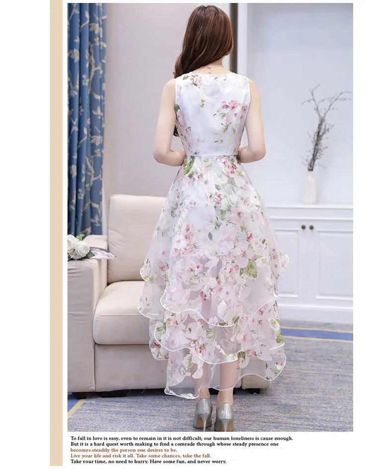 Western-Style Sleeveless Cotton Organza Tank Dress