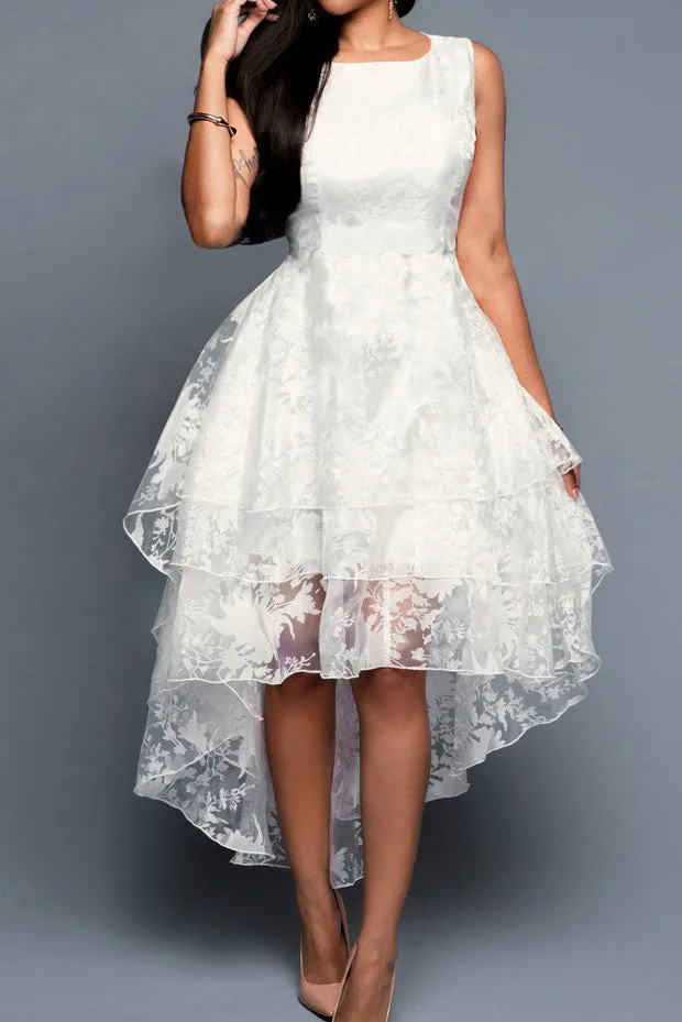 Western-Style Sleeveless Cotton Organza Tank Dress