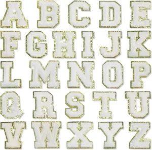 White Self Adhesive Chenille Letters Patches by Poppy Lee Lane