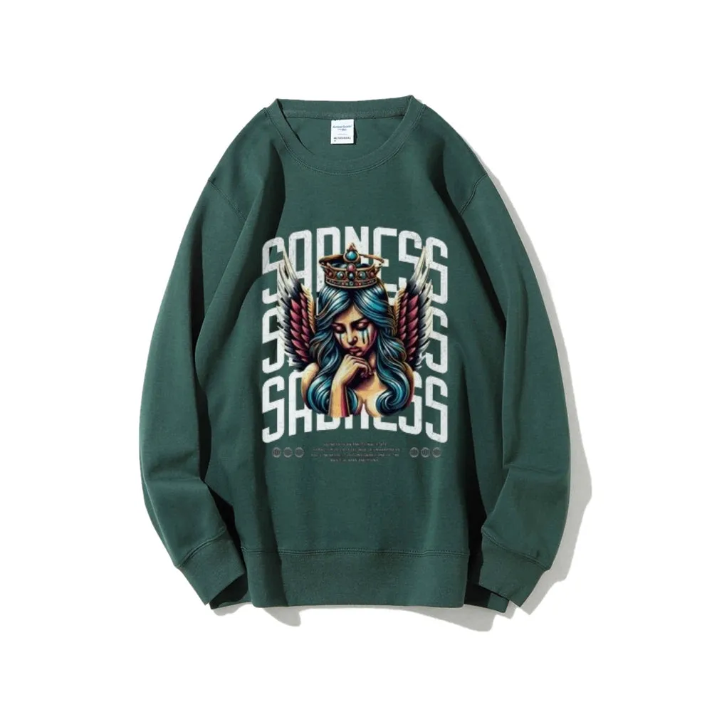 Women Vintage Sading Angel Graphic Sweatshirts