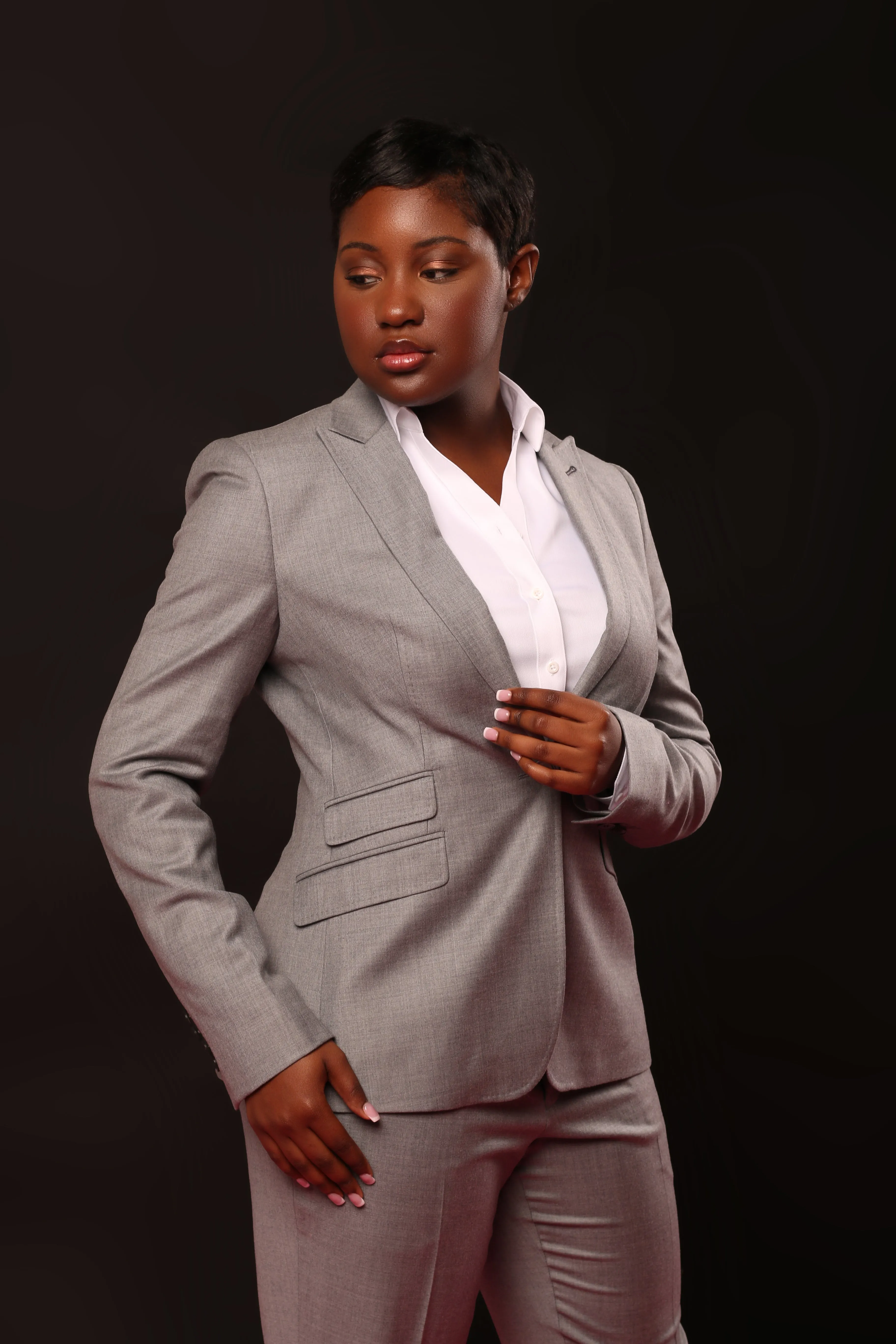 Women's Custom Pant Suit - Grey 100% Wool