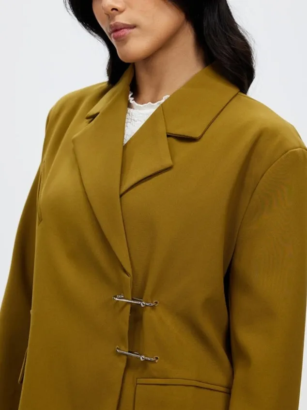 Women's Oversize Button Front Long Sleeve Blazer Work Office Amber Jacket by Kaja Clothing-Briar Jacket