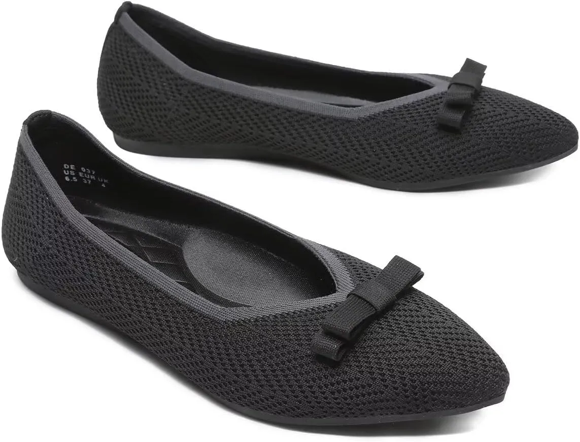 Women's Pointed Toe Flats Knit Dress Slip-on Ballet Flats Shoes Comfort Classic Work Business Office Shoes