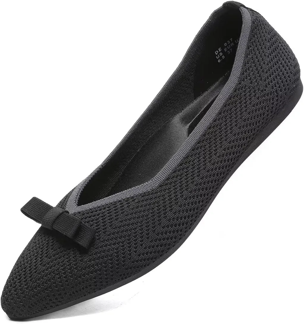 Women's Pointed Toe Flats Knit Dress Slip-on Ballet Flats Shoes Comfort Classic Work Business Office Shoes
