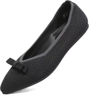 Women's Pointed Toe Flats Knit Dress Slip-on Ballet Flats Shoes Comfort Classic Work Business Office Shoes