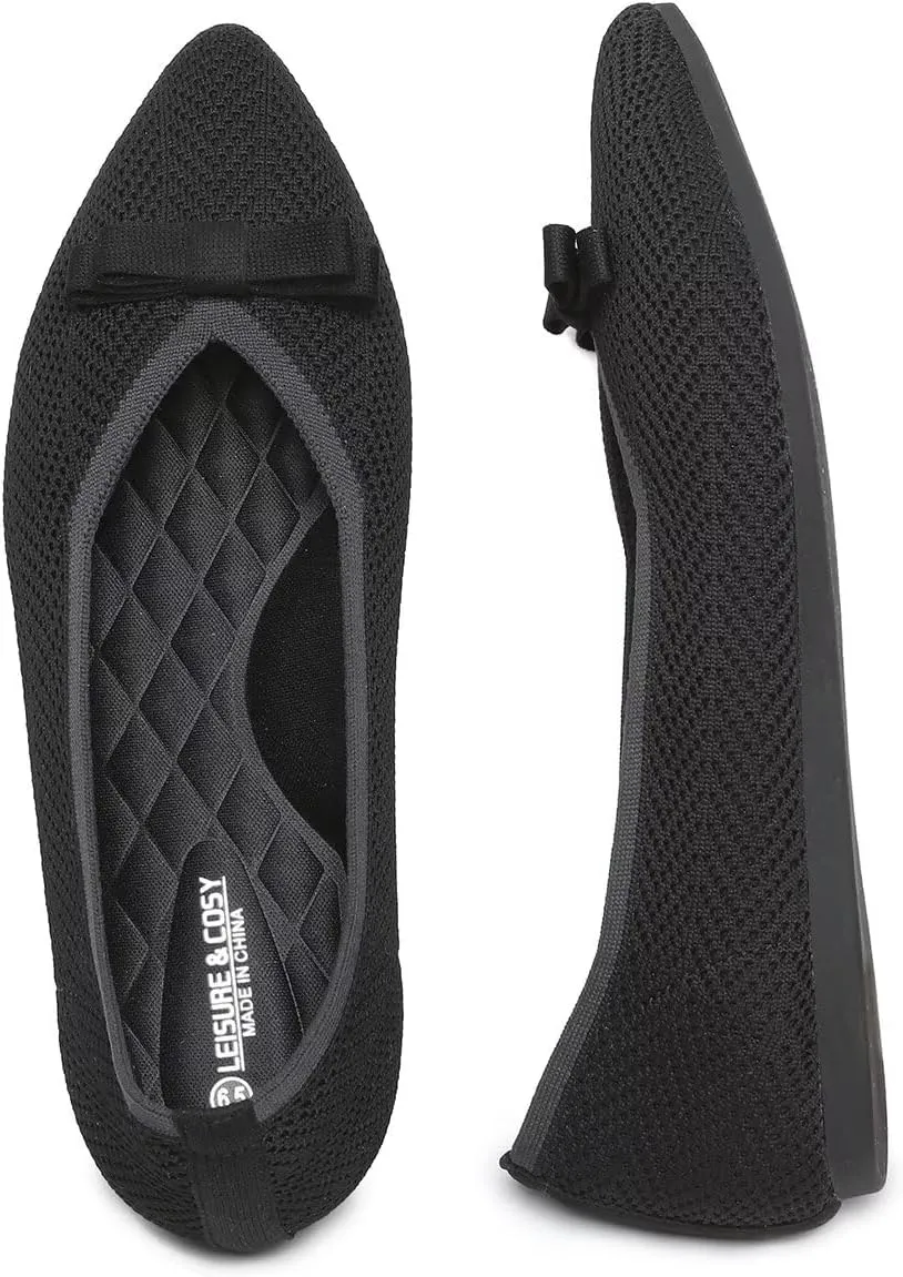 Women's Pointed Toe Flats Knit Dress Slip-on Ballet Flats Shoes Comfort Classic Work Business Office Shoes
