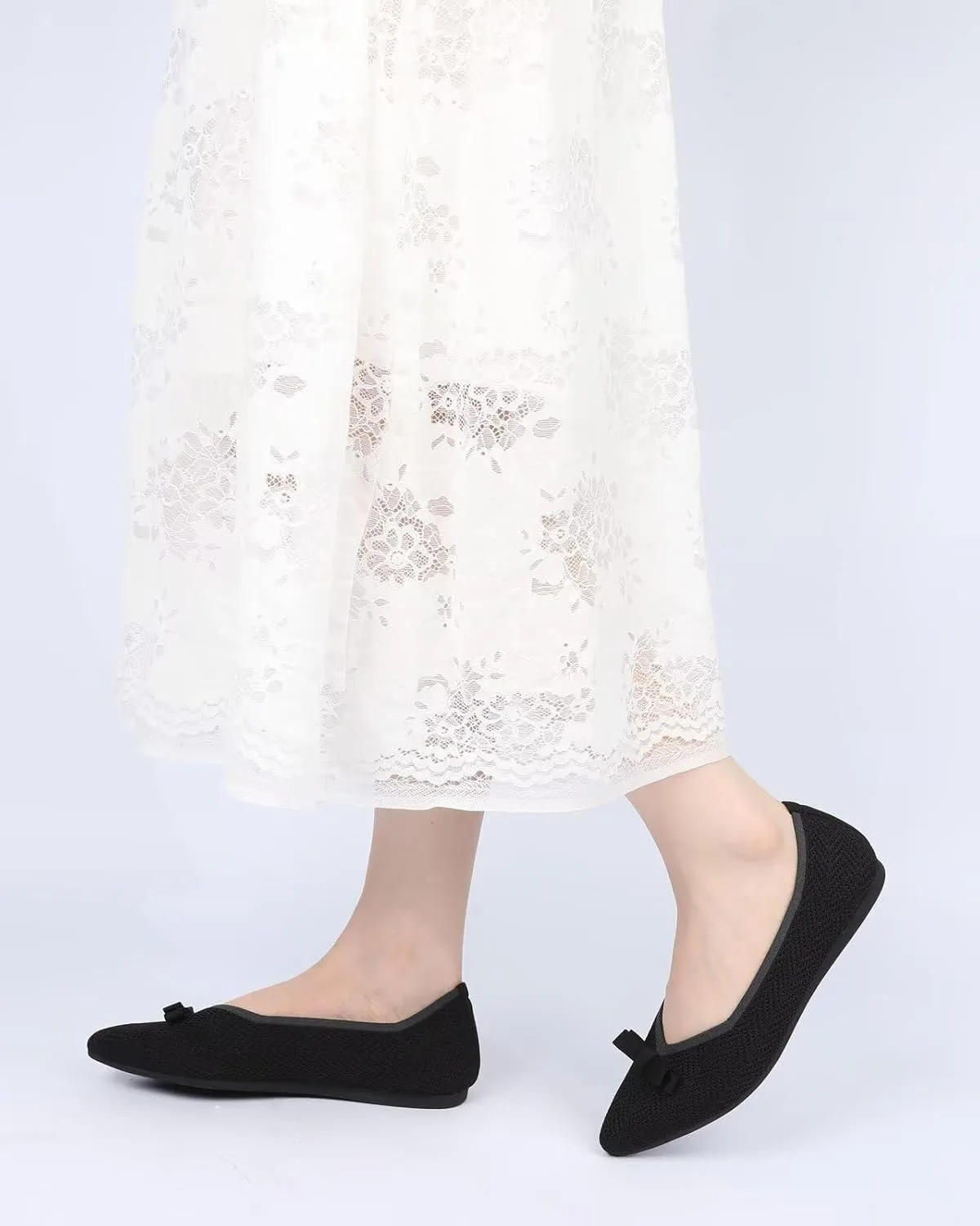 Women's Pointed Toe Flats Knit Dress Slip-on Ballet Flats Shoes Comfort Classic Work Business Office Shoes