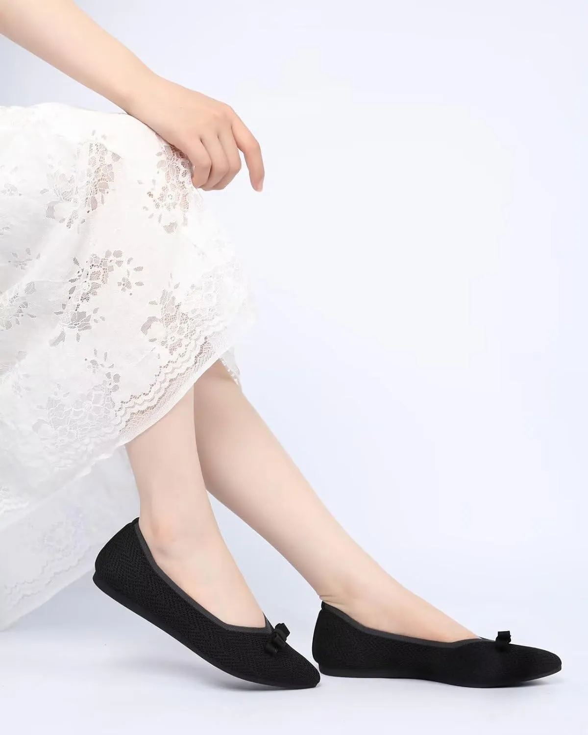 Women's Pointed Toe Flats Knit Dress Slip-on Ballet Flats Shoes Comfort Classic Work Business Office Shoes