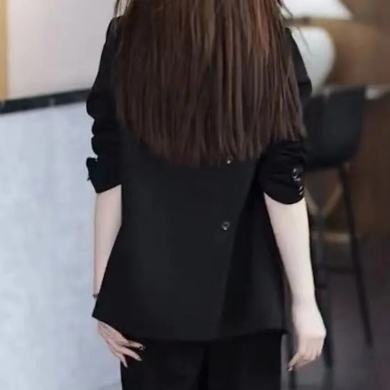 Women's Trendy Solid Color Two-Piece Outfits Blazer & Pants