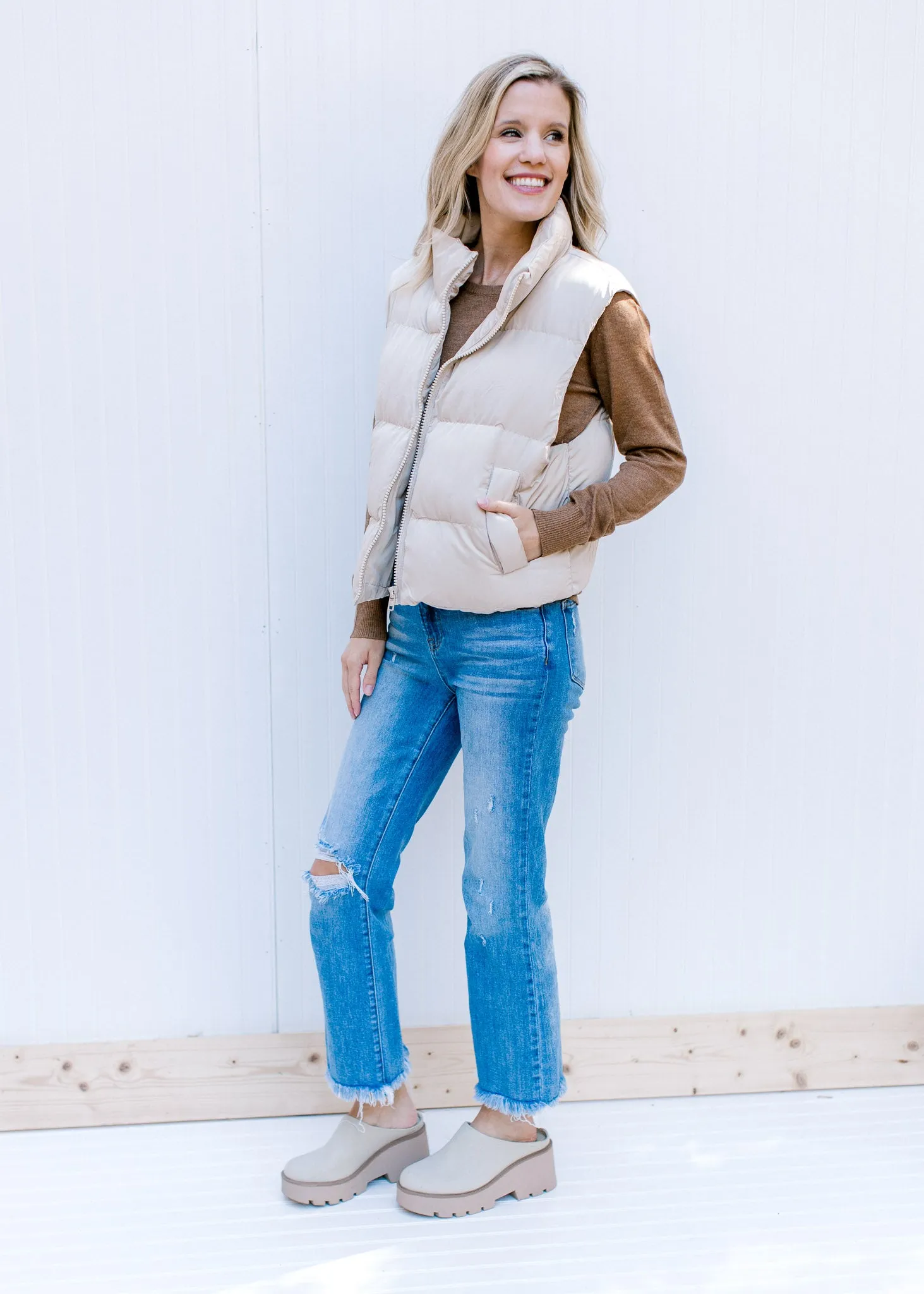 X Oatmeal Puffer Vest